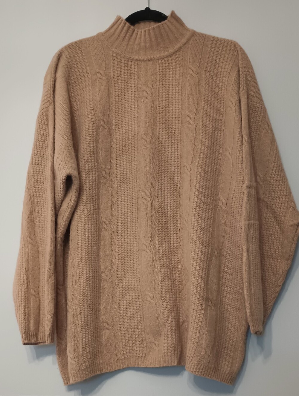 Hunt Club Cozy Cable-Knit Mock Neck Lambswool& Angora Sweater L